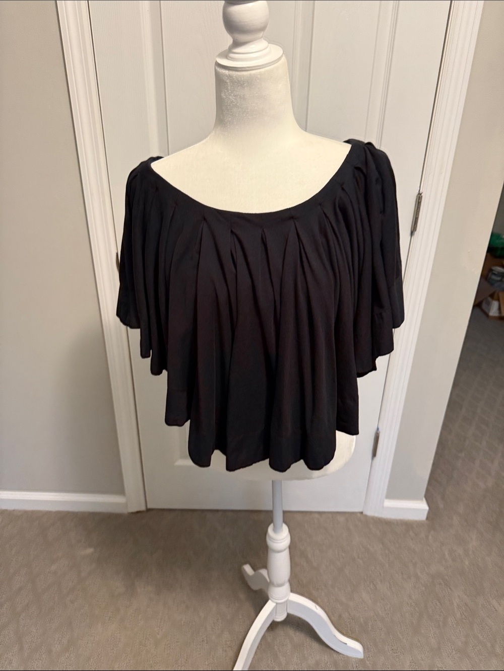 Anthropologie Black Pleated Crop Top